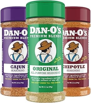 Dan-O's 3 Bottle Seasoning Set, Small Bottles, 3 Pack, Includes Original, Chipotle and Cajun Seasonings, Sugar Free, Zero Calorie, Use this Seasoning Kit on Meat, BBQ or Sauce