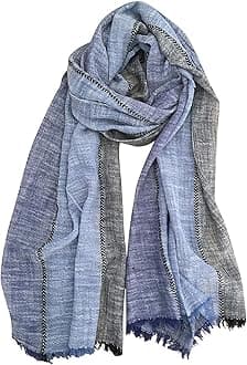 GERINLY Color Block Summer Scarf for Men Long Neck Wraps Shawl Urbanstyle Scarf Gift for Men (Navy Blue Black)