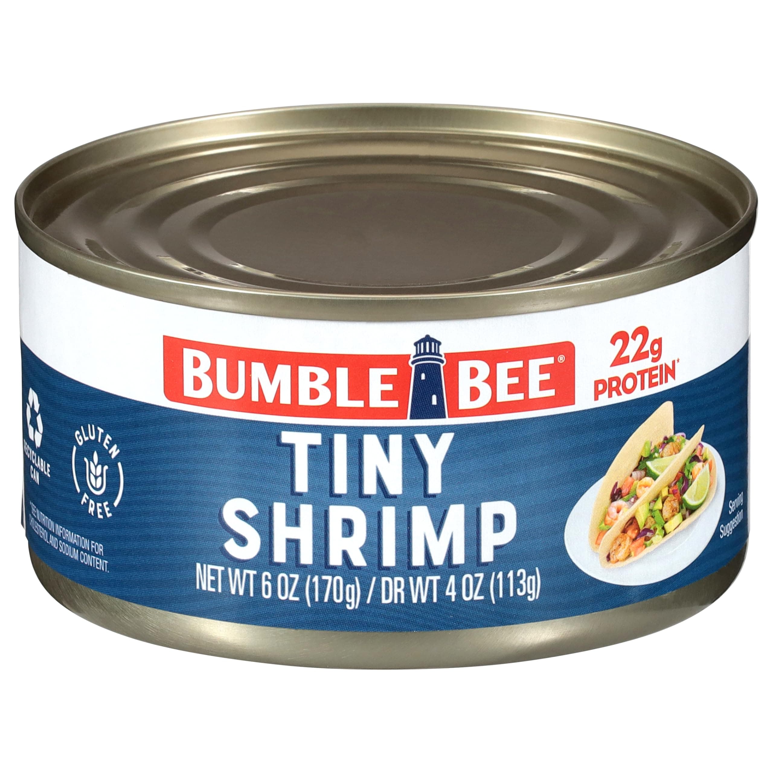 Tiny Canned Shrimp, 6 oz Can (Pack of 1) - Served in Water, Cooked, Peeled, Deveined - 22g Protein per Serving - Gluten Free