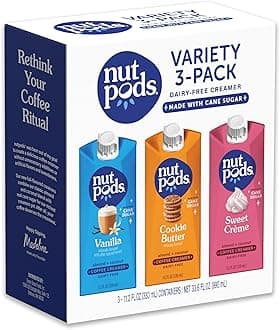 nutpods Variety Pack Coffee Cream, Sweetened With Organic Cane Sugar, Made Of Almonds And Coconuts, Gluten Free, Non-GMO, Vegan, Kosher (Pack of 3)