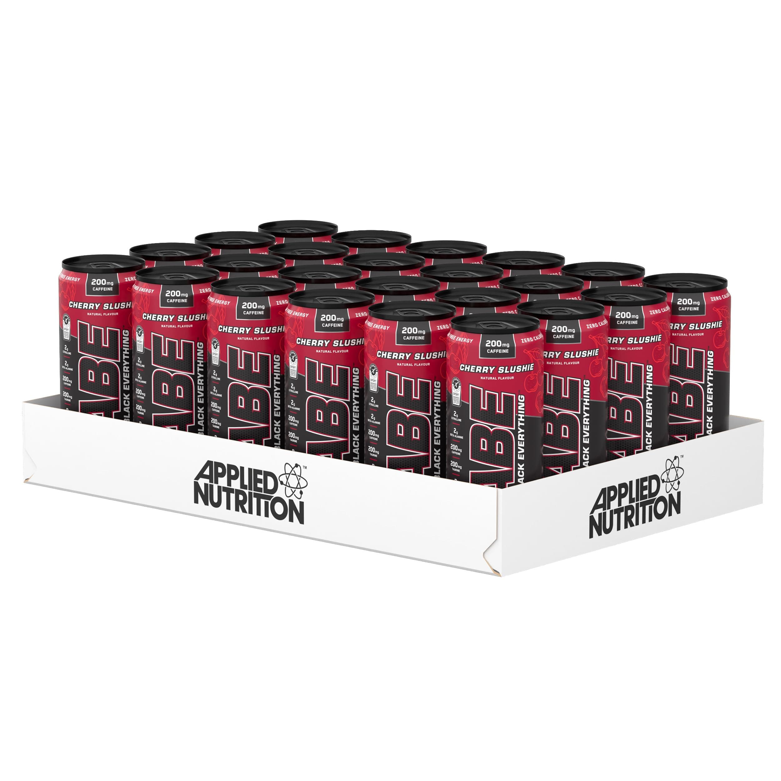 Applied Nutrition ABE Pre Workout Cans - All Black Everything Energy + Performance Drink, ABE Carbonated Beverage Sugar Free with Caffeine (Pack of 24 Cans x 330ml) (Cherry Slushie)