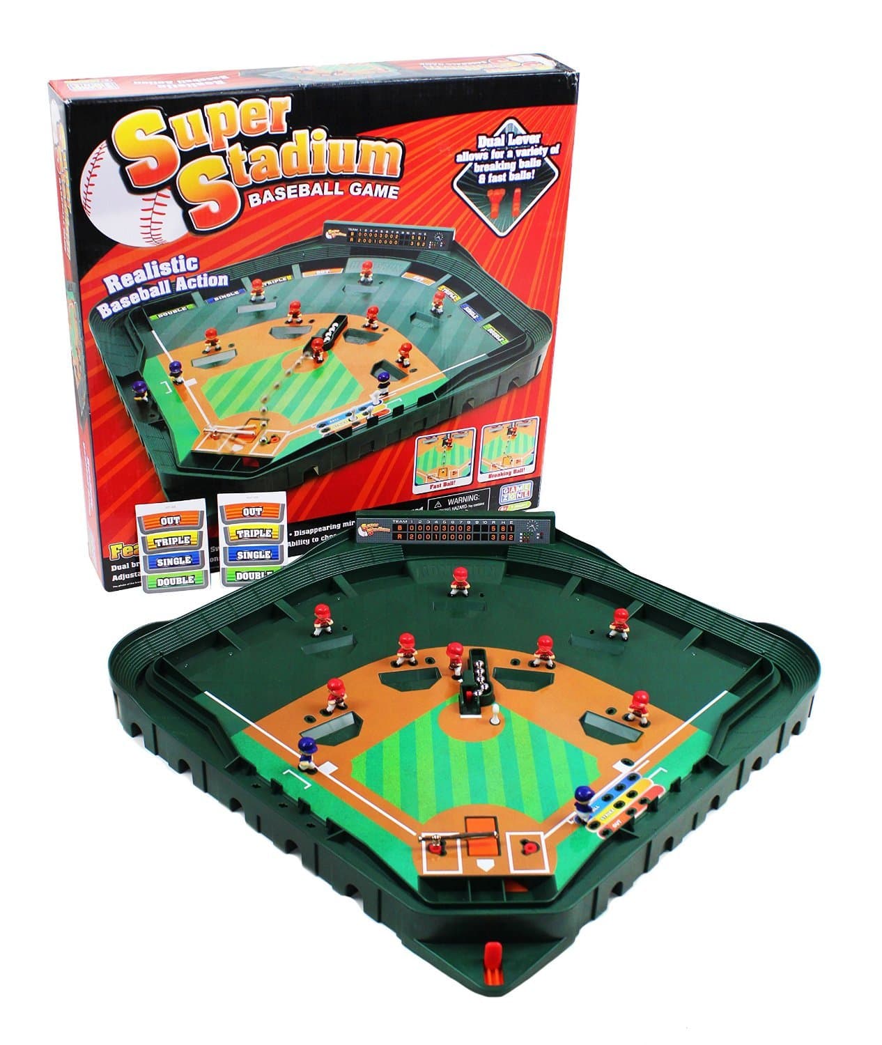 Game Zone Super Stadium Baseball Game - Realistic Tabletop Baseball Game for 2 Players Ages 6+