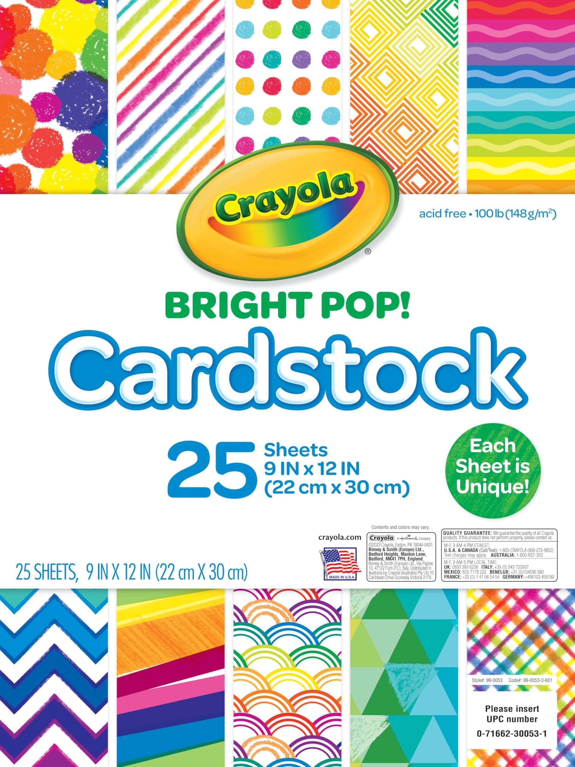 25 Ct Bright Pop Cardstock, Multicolor