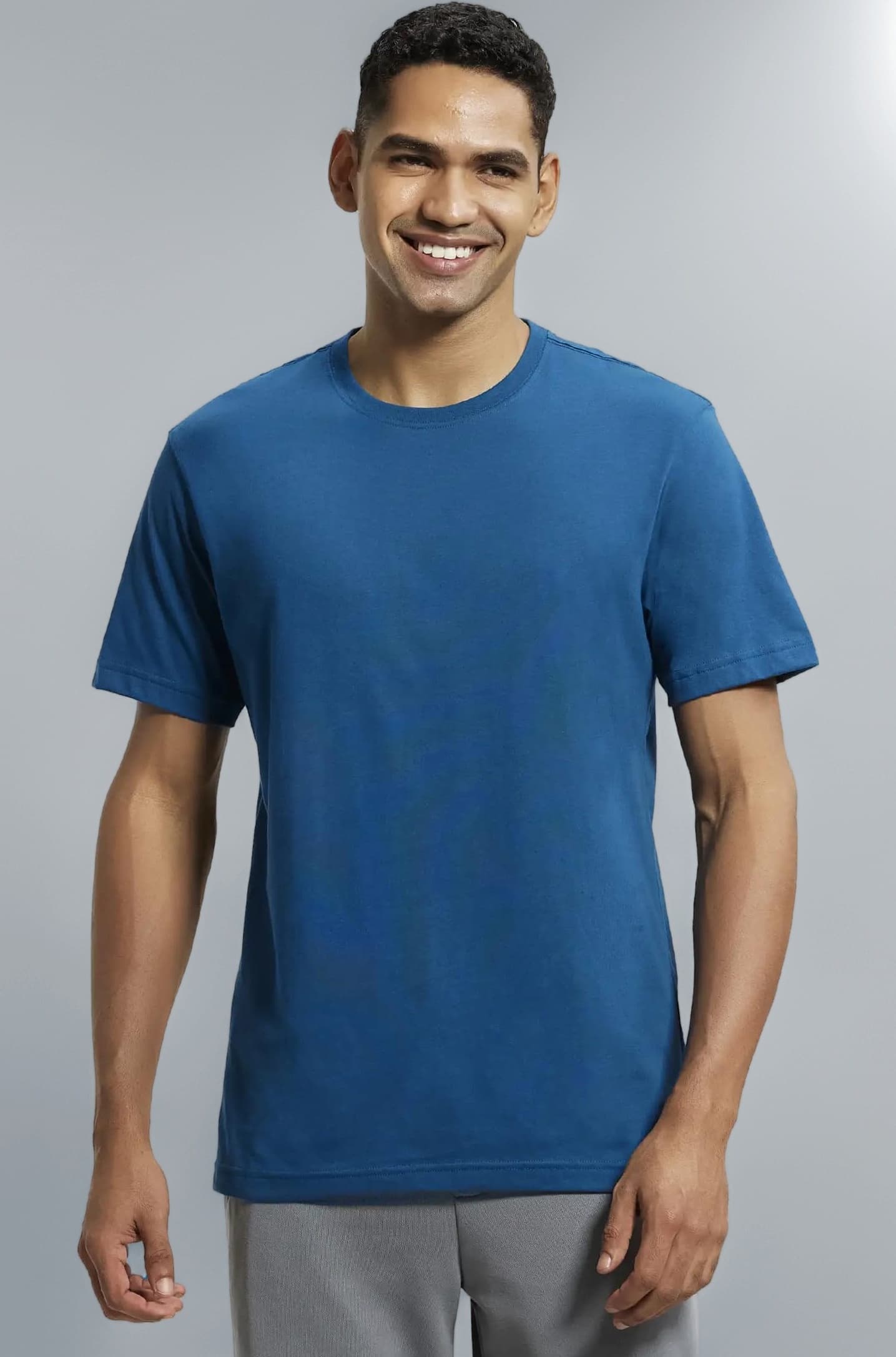 2714 Men's Super Combed Cotton Rich Solid Round Neck Regular Fit Half Sleeve T-Shirt