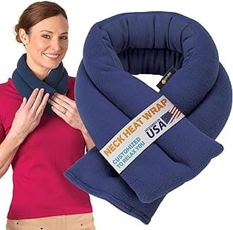 Microwavable Heating Pads, Microwavable Moist Heated Neck and Shoulder Wrap, Versatile Weighted Beanbag Cold Pack or Warm Compress, 2.2 lbs, 26x4 Inches, Navy Blue