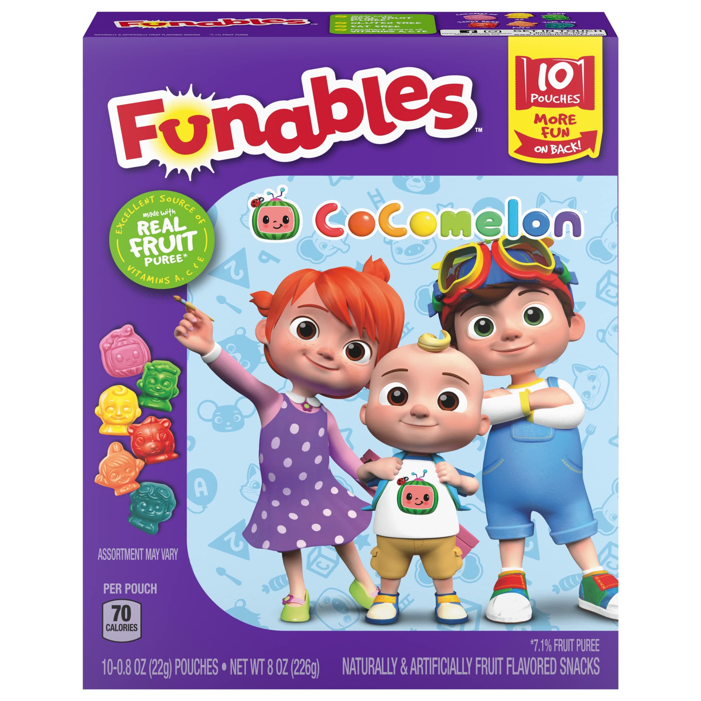 Fruity Snacks, Cocomelon, Assorted Fruit Flavored Snacks, 0.8 oz 10 ct