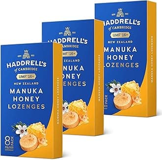 Haddrell's of Cambridge | Manuka Honey Lozenges | Manuka Honey UMF16+ | Pack of 24 (3 packs of 8)