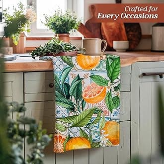Maison d' Hermine Kitchen Towel 100% Cotton Set of 3 Cleaning Dishtowel, Dining, Home, Wedding, Banquet, Buffet, Agrume - Spring/Summer (50cm x 70cm)