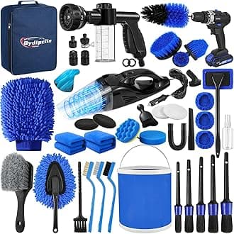 45Pcs Car Detailing Kit, Car Detailing Brush Set, Car Wash Cleaning Kit, Car Detailing Brushes, Professional Car Care Kit for Interior Exterior Wheels, Blue