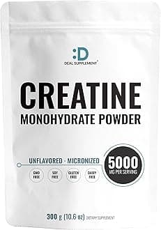 Instant Creatine Monohydrate Powder, 5g Per Serving – 60 Servings | Micronized, Unflavored, Fast Absorbing Formula | Supports Strength, Power & High-Intensity Training | Vegan, Keto, Non-GMO