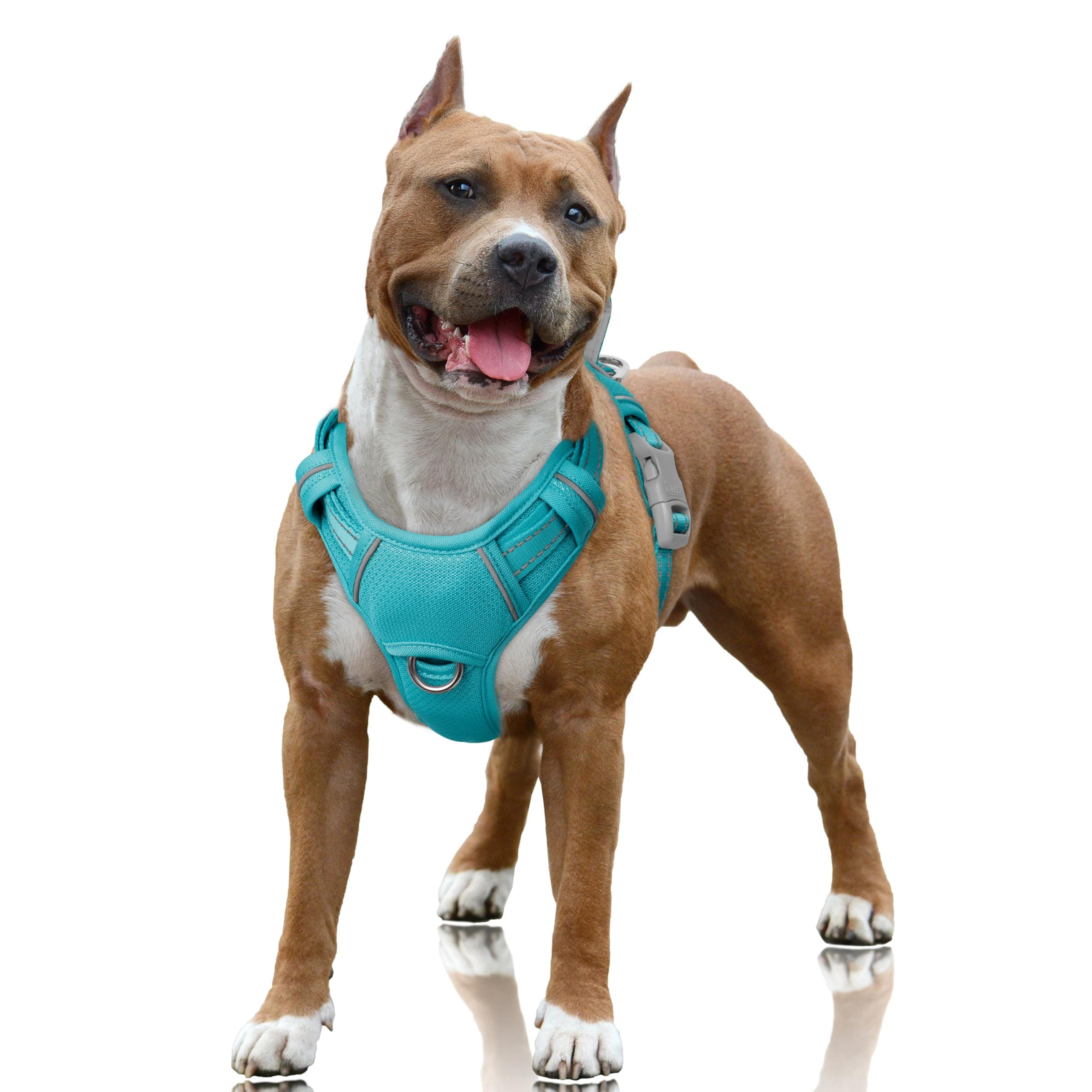 - BARKBAY No Pull Dog Harness Large Reflective Dog Harness with Front Clip and Easy Control Handle for Walking Training Running with ID tag Pocket(Ocean Blue,L)