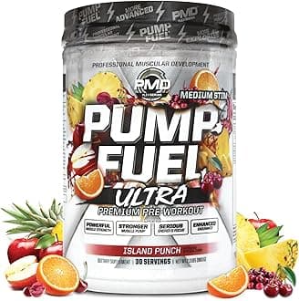 PMD Sports Pump Fuel Ultra Medium Stim - Premium Pre Workout Powder & Muscle Pump, Greater Focus, Endurance & Recovery, Premium Creatine, Arginine & Beta Alanine - Island Punch (30 Servings)
