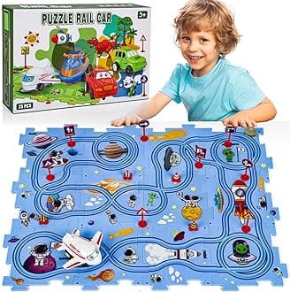 25PCS Puzzle Racer Kids Car Track Set, Space Themed Series, Educational Car Puzzle Toys