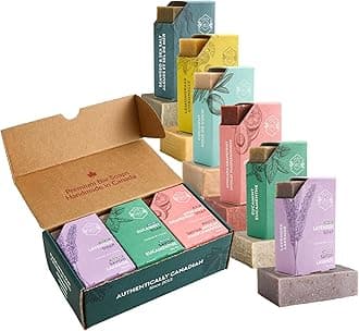 Crate 61 soap 6-pack box set, vegan cold process bar, scented with premium essential oils and natural flavors, for men and women, face and body