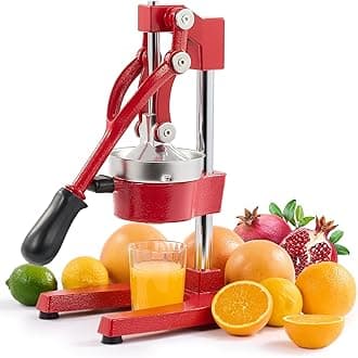 CO-Z Manual Citrus Juicer, Professional Orange and Lemon Juice Maker, Easy to Clean, Red