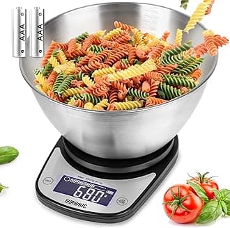 Duronic KS5000BK/SS Digital Kitchen Scales Electronic Kitchen Scale with Bowl Measuring Weighing Scales Baking Scale for Cooking Baking Postal Pet Food Measurement Baker Weight