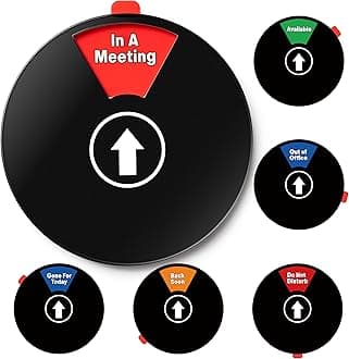 Status Spinner 6 Options Office Privacy Sign - Enhanced Do Not Disturb Rotating Door Hanger, Out of Office, 6 Inches Black