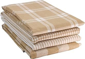 LANE LINEN Cotton Kitchen Towels Set, 4-Pack – Absorbent, Quick-Drying, Premium Dish Towels, Tea Towels, 18" x 28" - Beige