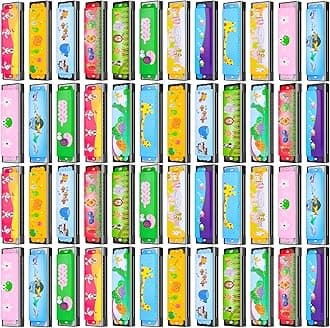 48 Pcs Harmonica for Kids, Lightweight Cartoon Harmonica with Double Row of 16 Holes Harmonicas for Toddler Kids Adult Beginners' Musical Instrument Toy