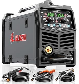 GZ GUOZHI 200A MIG Welder, 7 in 1 Gas MIG/MAG/Gasless Flux Core MIG/Lift TIG/Stick/Spot Welding/Spool Gun Multi-Process Aluminum Mig, Dual Voltage 110V/220V Welding Machine