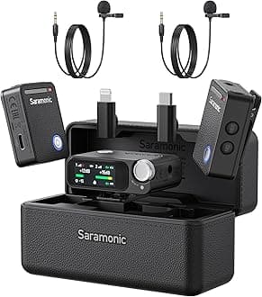 Saramonic Ultra | Wireless Lavalier Microphone, 32-Bit Float Recording, Timecode Sync, Noise Cancellation, IPX5 Water Resistance, 984’ Range, 130dB SPL, for Cameras, Smartphones, Computers (ULTRA03)