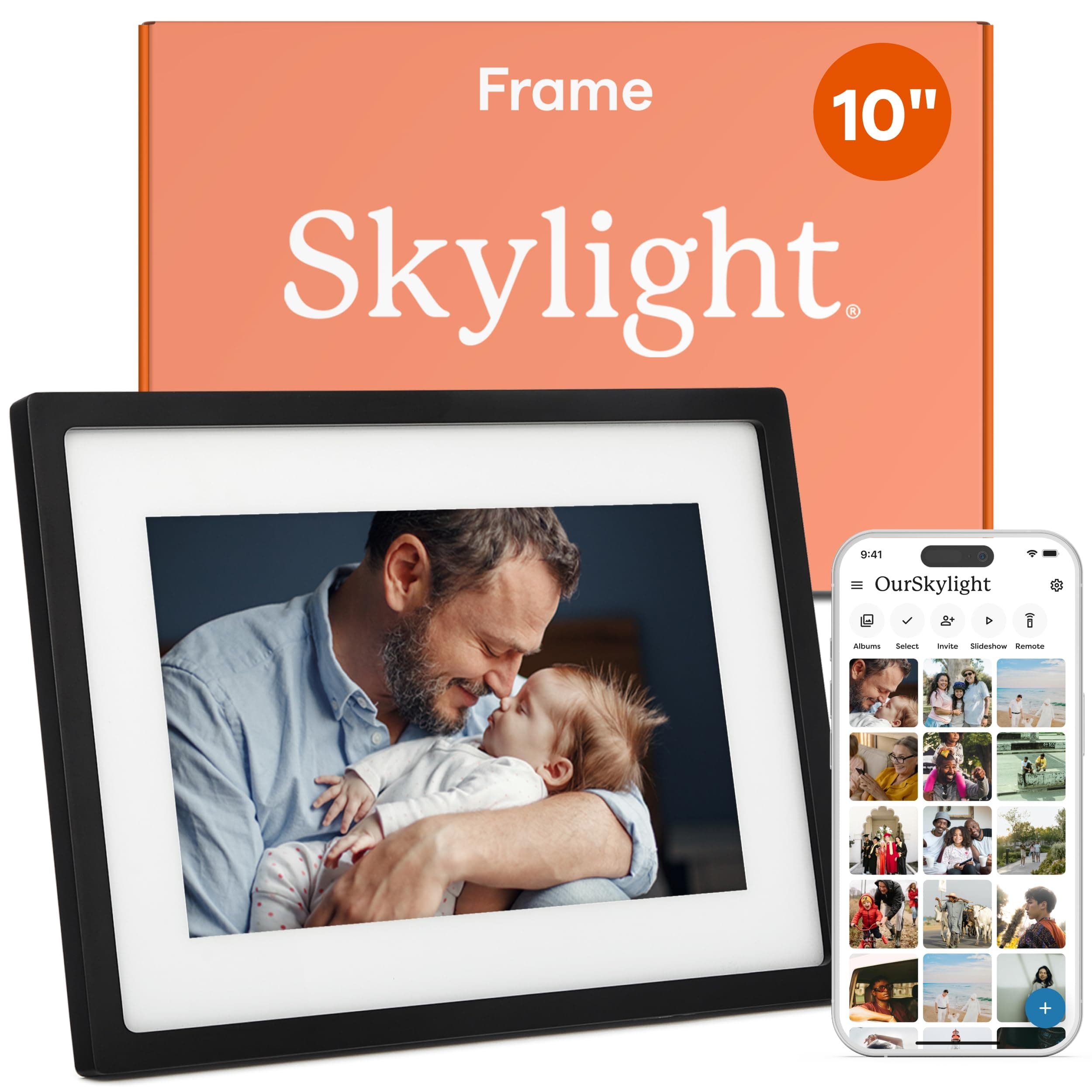 Skylight Frame – WiFi Digital Picture Frame Customer Support, Touch Screen Digital Photo Frame with Easy Setup, Photo Gifts for Parents and Grandparents - 10 Inch Black