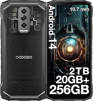 DOOGEEBlade10 Ultra (2024) Rugged Smartphone Android 14, 20GB+256GB/2TB TF, 10.7mm Ultra-thin, 6.56" 90Hz, 50MP Camera, 3 Card Slots, 4G Dual SIM IP68/IP69K Rugged Phone, 5180mAh, NFC, Transparent