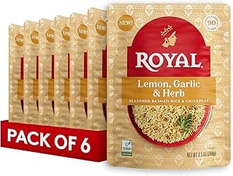 Lemon, Garlic, and Herb Basmati White Rice and Chickpeas - Ready to Heat Microwavable Pouch, 8.5 oz (Pack of 6)