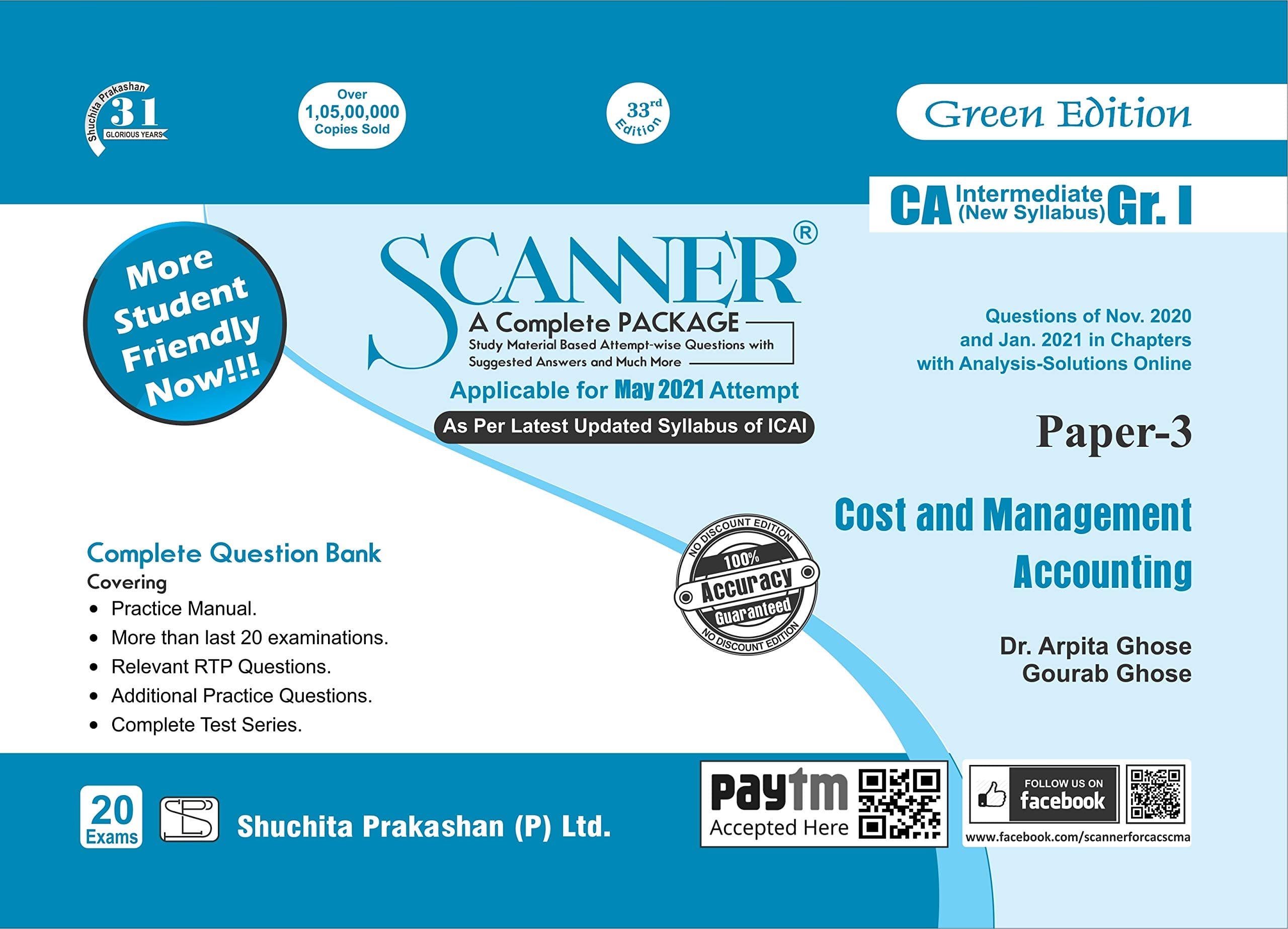 Scanner CA Inter Group I (New Syllabus) Paper-3 Cost and Management Accounting (Edition : 33rd) (Applicable for May 2021)