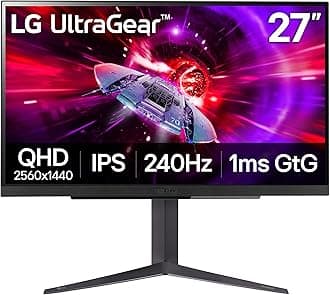 27" UltraGear QHD (2560x1440) Gaming Monitor, 240Hz, 1ms, VESA DisplayHDR 400, G-SYNC and AMD FreeSync Premium, HDMI 2.1, DisplayPort, 4-Pole HP Out DTS HP:X, Tilt/Height/Pivot Stand, Black