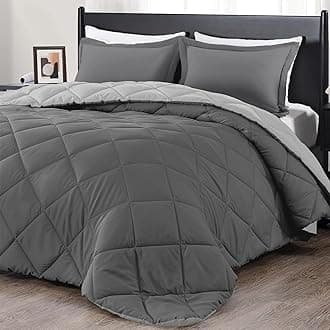downluxe Full Size Comforter Set - Charcoal and Grey Full Comforter - Soft Bedding Sets for All Seasons -3- Piece Comforter Set Full with 2 Reversible Pillow Shams