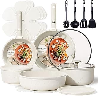 19pcs Pots and Pans Set, Nonstick Cookware Set Detachable Handle, Induction Kitchen Cookware Sets Non Stick with Removable Handle, RV Cookware Set, Oven Safe