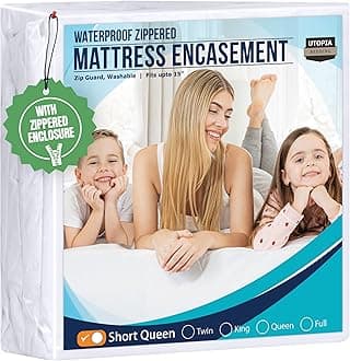 Utopia Bedding Mattress Protector Zippered Short Queen Size, 100% Waterproof Bed Bug and Dust Mite Proof Mattress Encasement, Absorbent 6 Sided Mattress Cover