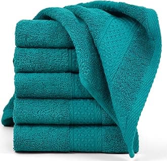 Cleanbear Wash Cloths Turquoise Washcloths for Face and Body Ultra Soft Washcloth for Sensitive Skins 6 Pack 13 by 13 Inches
