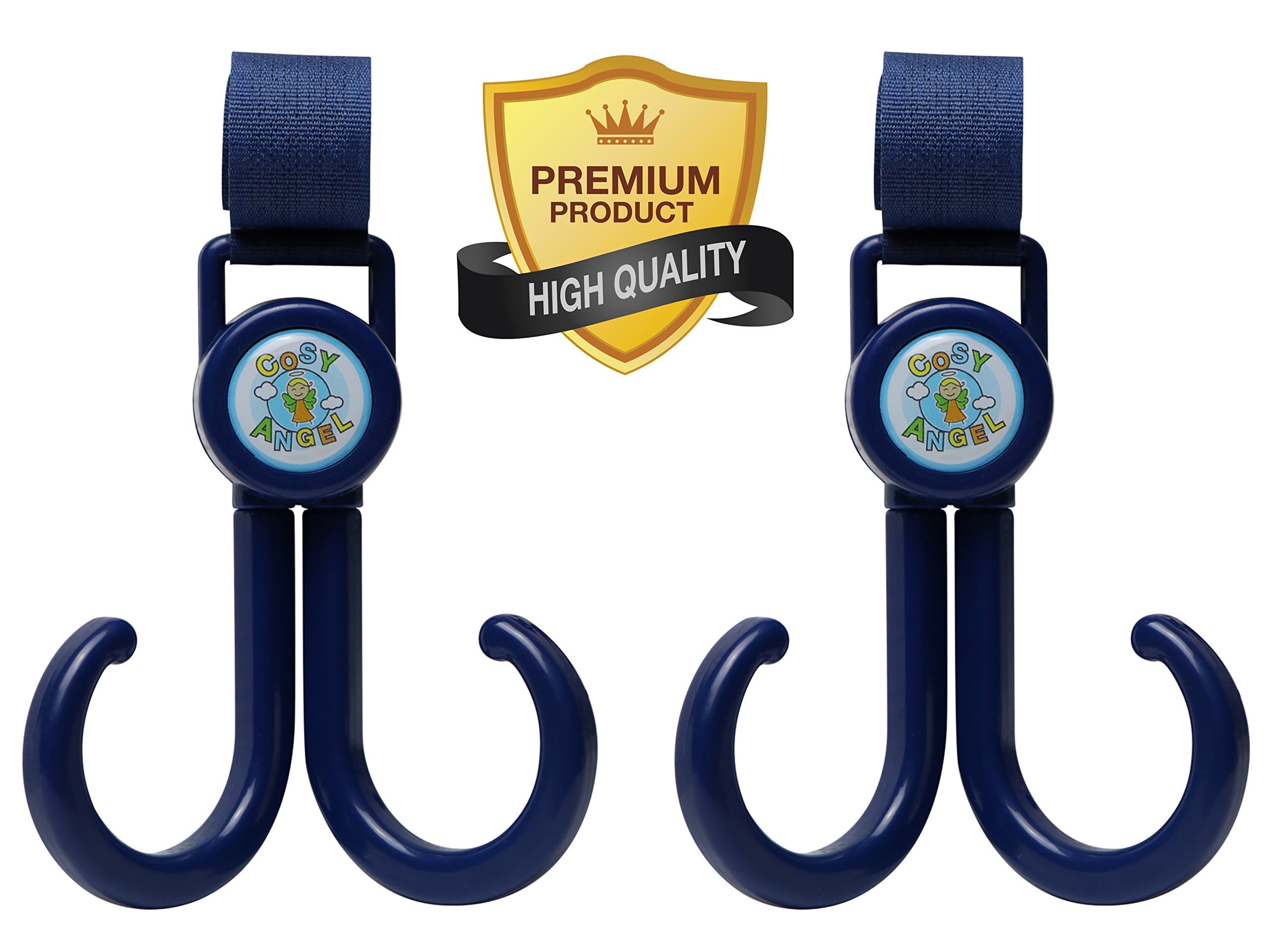 Clearance Stroller Hook Organizer - 2 Pack with 2 Double Multi Purpose Buggy Hooks (Blue) - Universal Fit for All Strollers - Pram, Pushchair, Stroller Accessory-Hanger for Baby Diaper Bags, Groceries