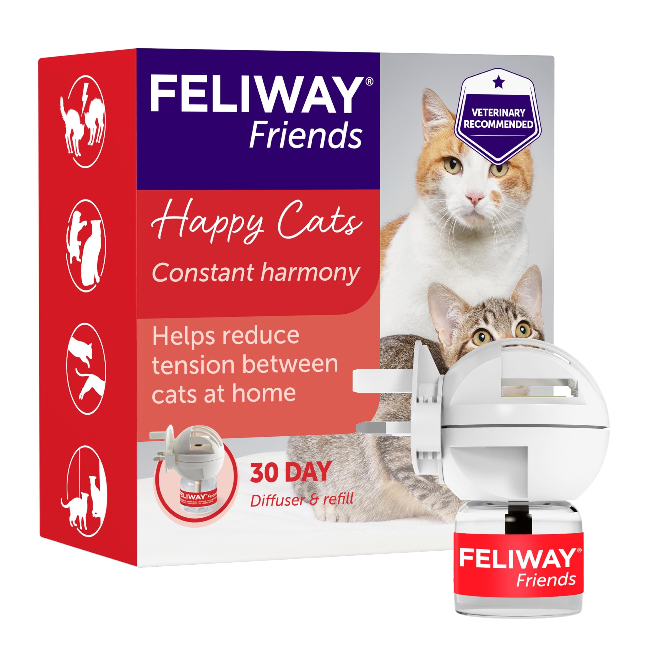 Friends 30 Day Cat Calming Plug In Pheromone Diffuser Starter Kit, 48ml - Helps create harmony and resolve conflict in multi cat households, Veterinary Recommended, Clinically Proven