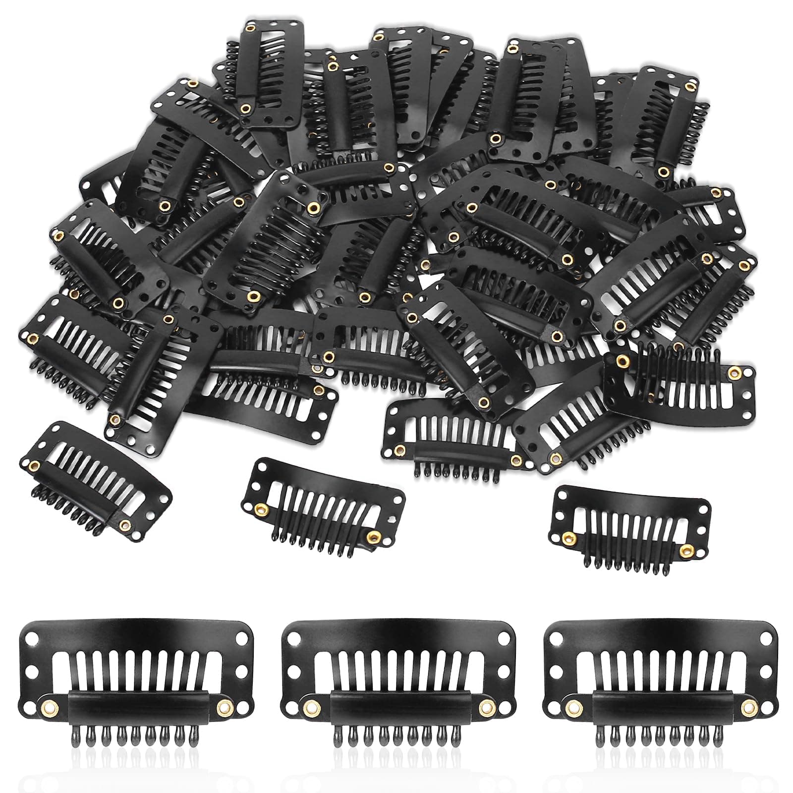 Mozeat Lens 50pack Wig Clips Snap Rubber 9 Teeth Comfortable to Sew in Secure Combs Hair Clipsfor Wigs Clip on for Women Small Pins Extensions & Accessories