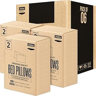 Utopia Bedding Premium Hotel Quality Bed Pillows Cooling, Plush Support for Side, Back & Stomach Sleepers (White, Standard (Pack of 6))