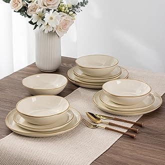 AmorArc Ceramic Dinnerware Sets,Handmade Reactive Glaze Stoneware Plates and Bowls Sets,Highly Scratch Resistant | Dishwasher & Microwave Safe Dishes Set,Service for 6 (18pc)