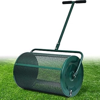 24-Inch Compost and Peat Moss Spreader- Heavy-Duty Multi-Purpose Lawn Spreader for Topsoil, Manure, Fertilizers, Mulch - Durable Metal Mesh,One-Piece Roller - No Assembly Needed