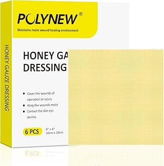 Manuka Honey Gauze Dressing, 6 Individual Pack, 4"x4" Patches, Manuka Honey Wound Care Gauze, for Cuts, Scald and Burns for Wound Healing Dressing