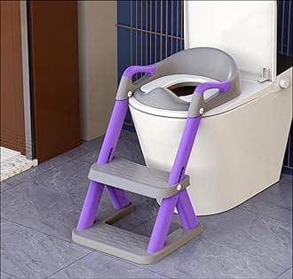 SKYROKUPotty Training Toilet, New Triangular Stabilized Base 2-in-1 Toddler Toilet Seat with Splash Guard, Anti-Slip Pad, and Step Stool(Lavender Purple)