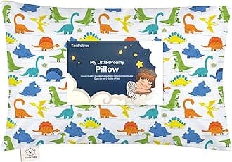 Toddler Pillow with Pillowcase - My Little Dreamy Pillow - Organic Cotton Toddler Pillows for Sleeping, Kids Pillow, Travel Pillows for Sleeping, Mini Pillow, Toddler Bed Pillows (Happy Dino)