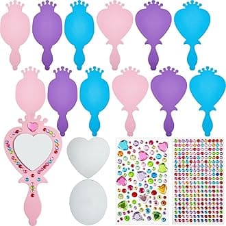 Liliful 12 Pack Princess Foam Mirror Kits Decorate Your Own Princess Mirrors Party Supplies Kids Unbreakable Toy Crafts for Girls Party Favors Birthday DIY Decorations (Cute,Pink,Purple,Blue)
