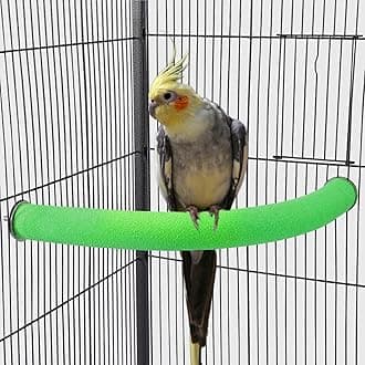 U Shape Parrot Perch Stand Pet Toy Bird Platform Sand Paw Grinding Clean Stick Cage Exercise Conure Budgie Cockatiel Accessories (Green Corner Medium)