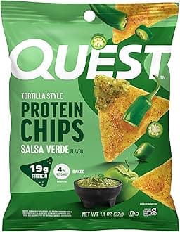 Nutrition Tortilla Style Protein Chips, Salsa Verde, 19g Protein, 4g Net Carbs, Gluten Free, 31.2g (Pack of 12)