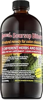 Amenazel Organic Soursop Bitters, Soursop Fruit Syrup & Plant-Derived Supplement Blend for Colon Cleansing, Constipation Relief, & Weight Loss, 16 fl oz