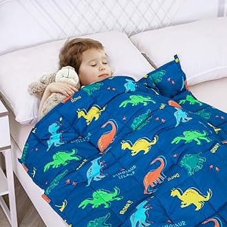 Kivik Toddler Weighted Blanket for Kids 3 lbs 36x48,Dinosaur Weighted Blanket for Boys and Girls,Childrens Heavy Blanket for Calming and Sleep,Blue