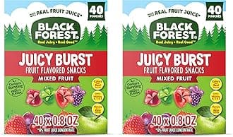 Black Forest Juicy Burst Fruit Snacks, Mixed Fruit Flavors, 0.8 Ounce Pouches (40 Count) (Pack of 2)