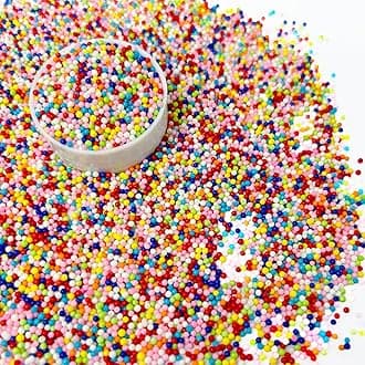 Rainbow Nonpareils Sprinkles Edible Rainbow Pearls,Cake,Cookie, Sugar Pearl, Edible Candy Pearls for Cake Cupcake Decorationg (2mm-rainbow)